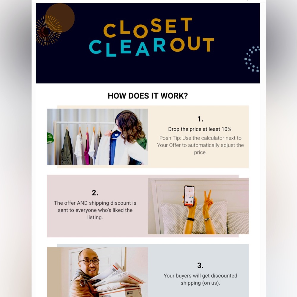 Closet Clearout Every Friday and Sunday with discounted shipping